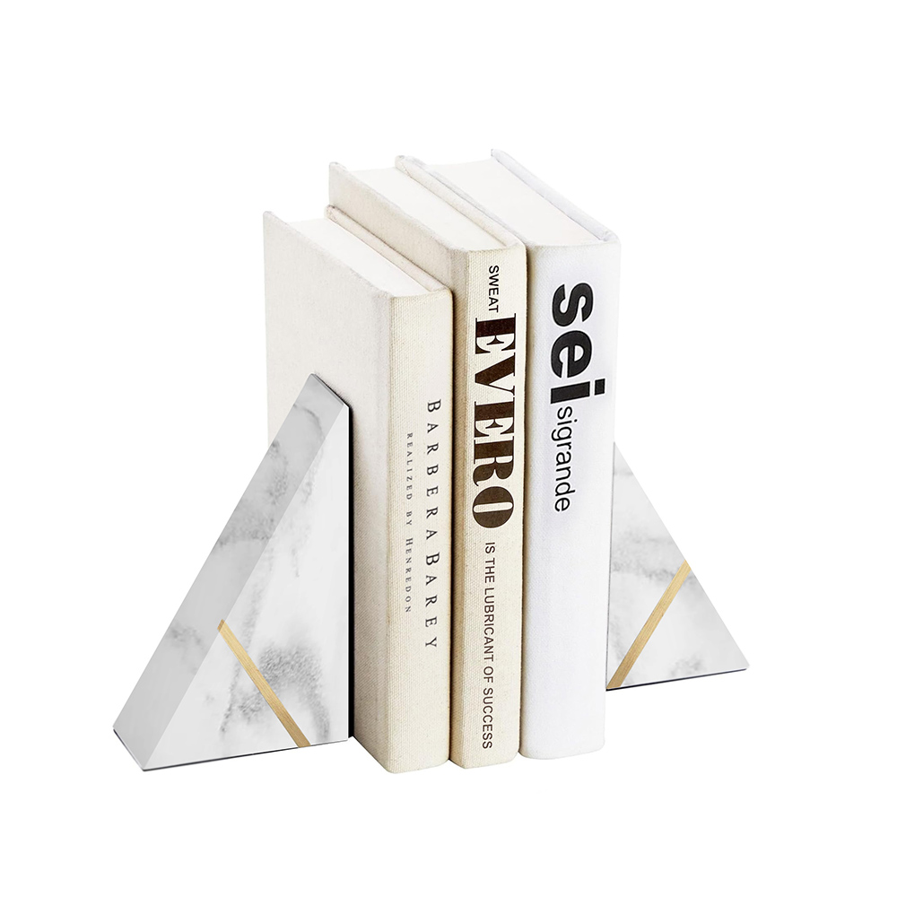 Custom Book Ends With triangle Shape Home Office Library Decorative Book Stand Exquisite Metal Bookends